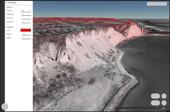 3D topography and contours in Equator mapping software, Scarborough, Ontario