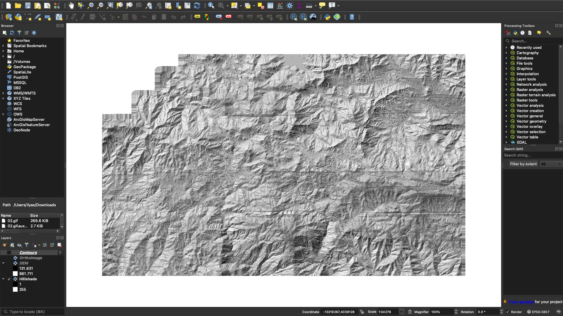 Hillshade for 3D Map in QGIS