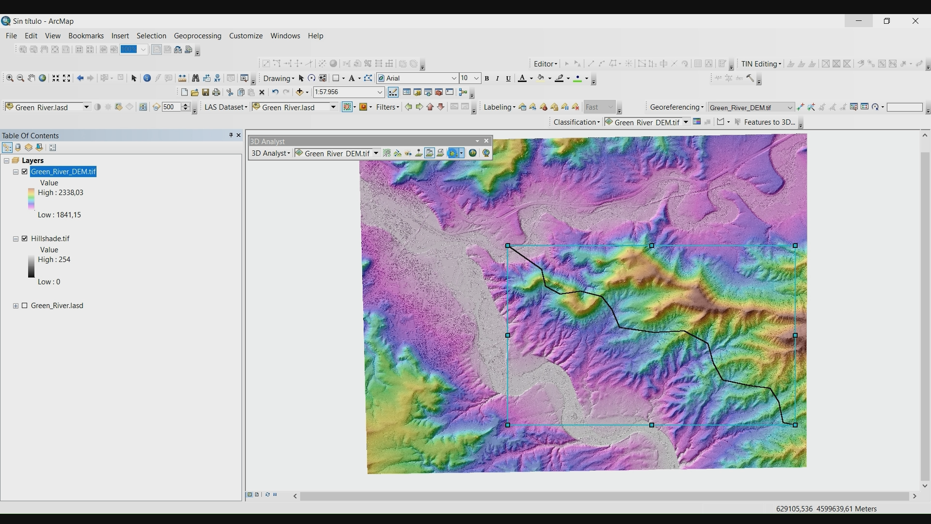 Create a Profile from LAS File in ArcGIS - 3D Analyst Toolbar, Interpolate Line in ArcGIS