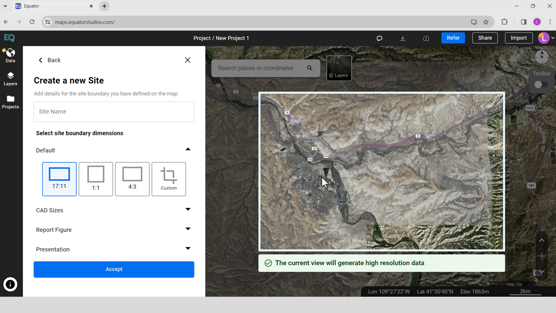 Create a Profile from LAS File in ArcGIS - Create a New Site in Equator