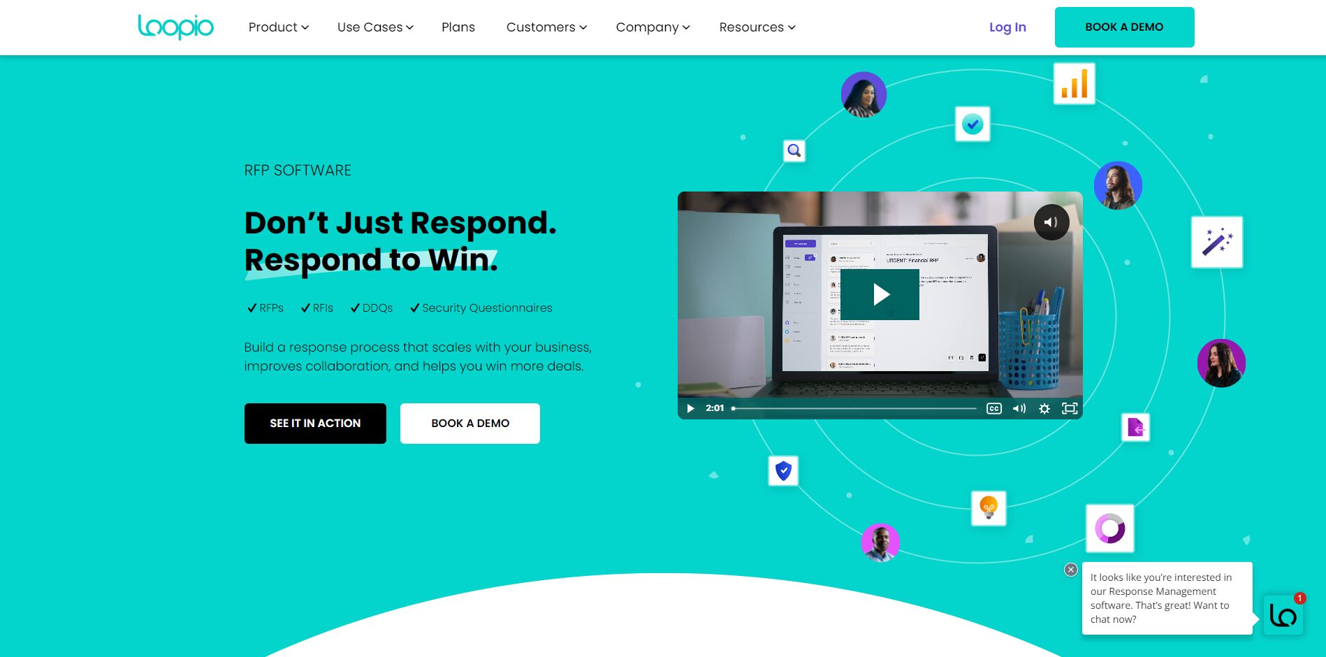 Loopio Home Page, above the fold